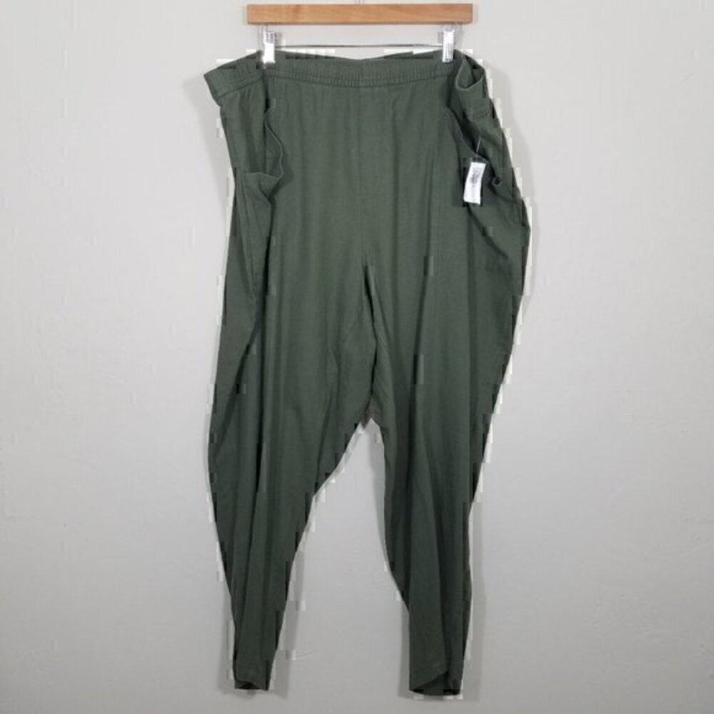 NWT Old Navy High-Rise Crop Linen Blend Pull-On Pants Green Size 3X